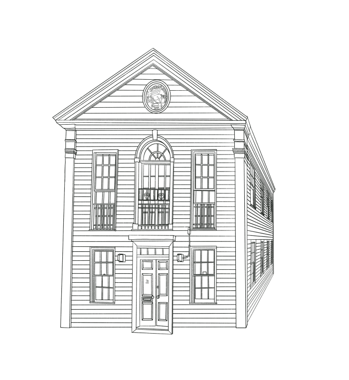 Line drawing of the Advocate house at 21 South Street.